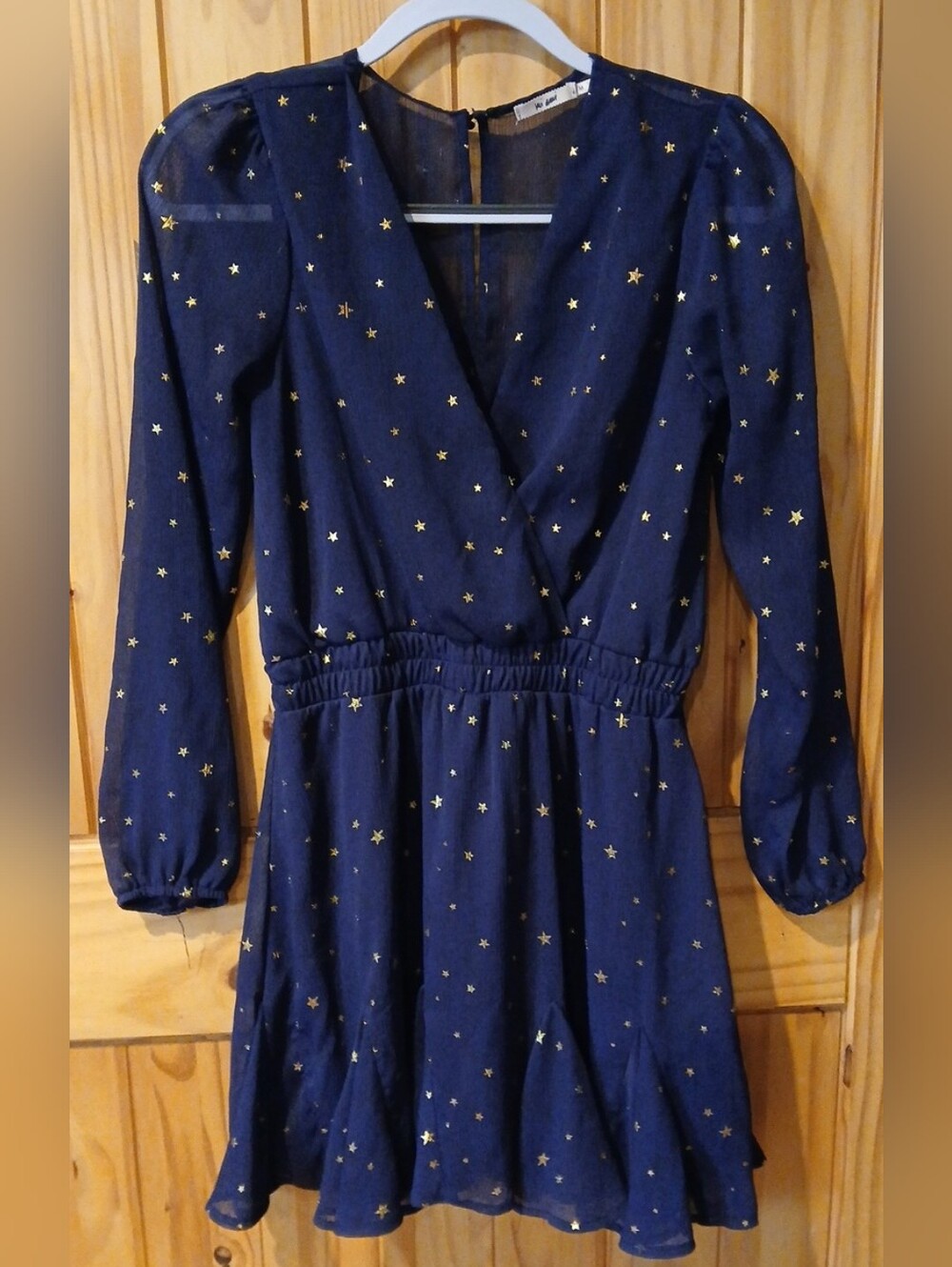 miami Navy Blue Mini Dress with Gold Star Print